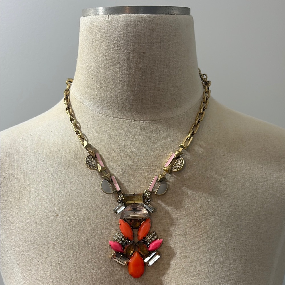 Stella and Dot Elegant Gold and Red Statement Necklace